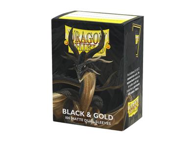 Dragon Shield Sleeves - Standard size - Matte Dual - Black & Gold (100 Sleeves)